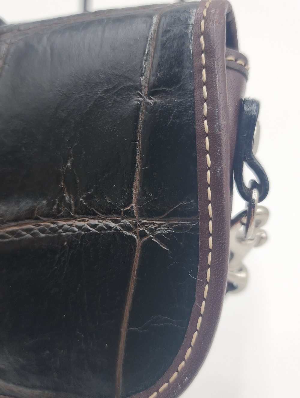 Dooney & Bourke Brown Leather Croc Embossed Wristlet Clutch Wallet Vintage - Picture 4 of 14